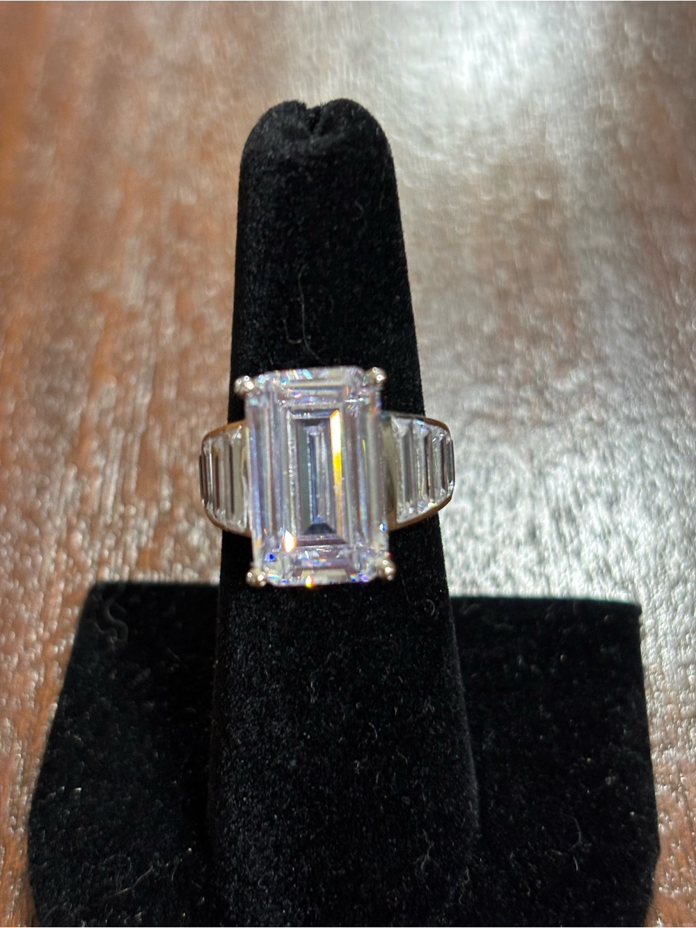 Emerald-Cut Clear Stone Cocktail Ring - Looks like movie star wedding ring.
